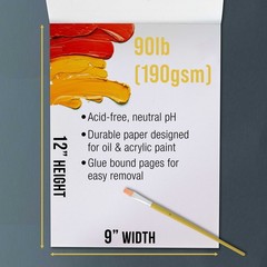 9″ x 12″ Heavy-Weight Oil Painting Paper Pad 90lbs (190gsm) 15-Sheets – 2 Pads