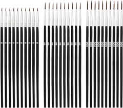 30pcs Detail Paint Brushes, Fine Tip 15.3×0.5cm/6.02×0.19in, Black