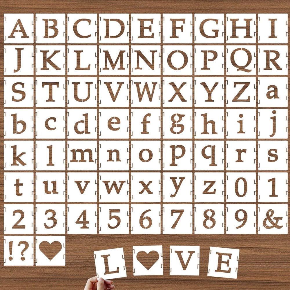 3 Inch Alphabet Letter Stencils, 65 Pcs Reusable Plastic Letter Number Symbol…