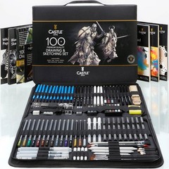 Castle Art Supplies 100 Piece Drawing Sketching Set | Graphite, Charcoal, Pa…