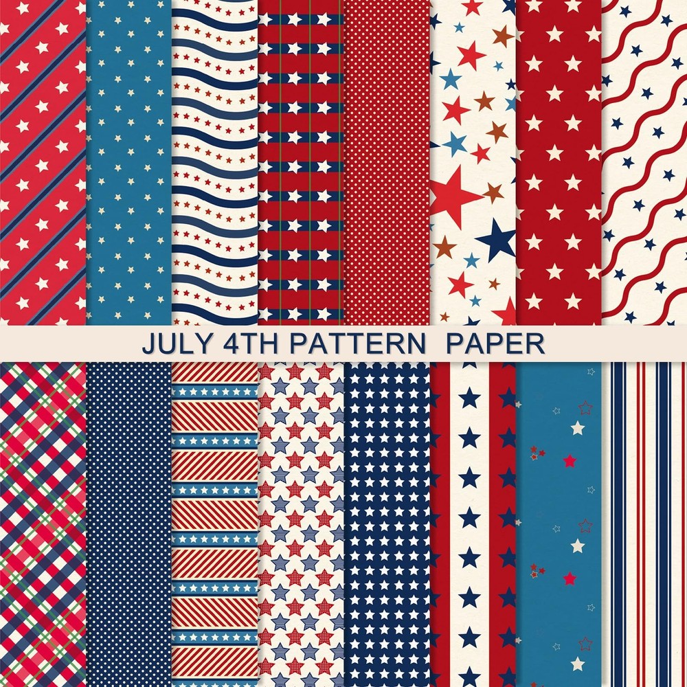 32 Sheets 6 Inch Patriotic 4th of July Scrapbook Paper for 250th Anniversary