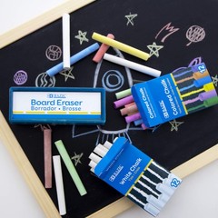 BAZIC Colored (12 Pcs) + White 1 Count (Pack of 1), Chalk/Eraser Set