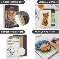 80 Pack Drawing Set Sketching Kit, Pro Art Supplies with 3-Color Sketchbook