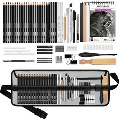 HIFORNY 60 Pcs Drawing Kit Sketching Pencils with Sketchbook for Artists