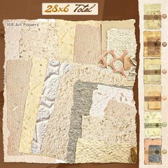 168 Pcs Textured Vintage Scrapbook Paper Kit with Washi Tape & Multicolor