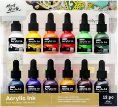 Mont Marte Acrylic Ink Premium 12pc x 20ml (0.7 US fl.oz), 0.7 fl oz