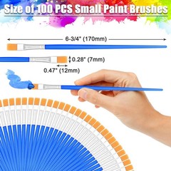 100Pcs Small Paint Brushes Bulk, Anezus Flat Top Acrylic Classroom Brush for …