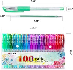 Aen Art Glitter Gel Pens, 100 Color Glitter Pen Set for Making Cards, 30% More I