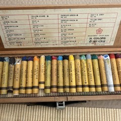 Vintage Wooden Box of Sakura Cray-Pas Pastels Crayon Sticks
