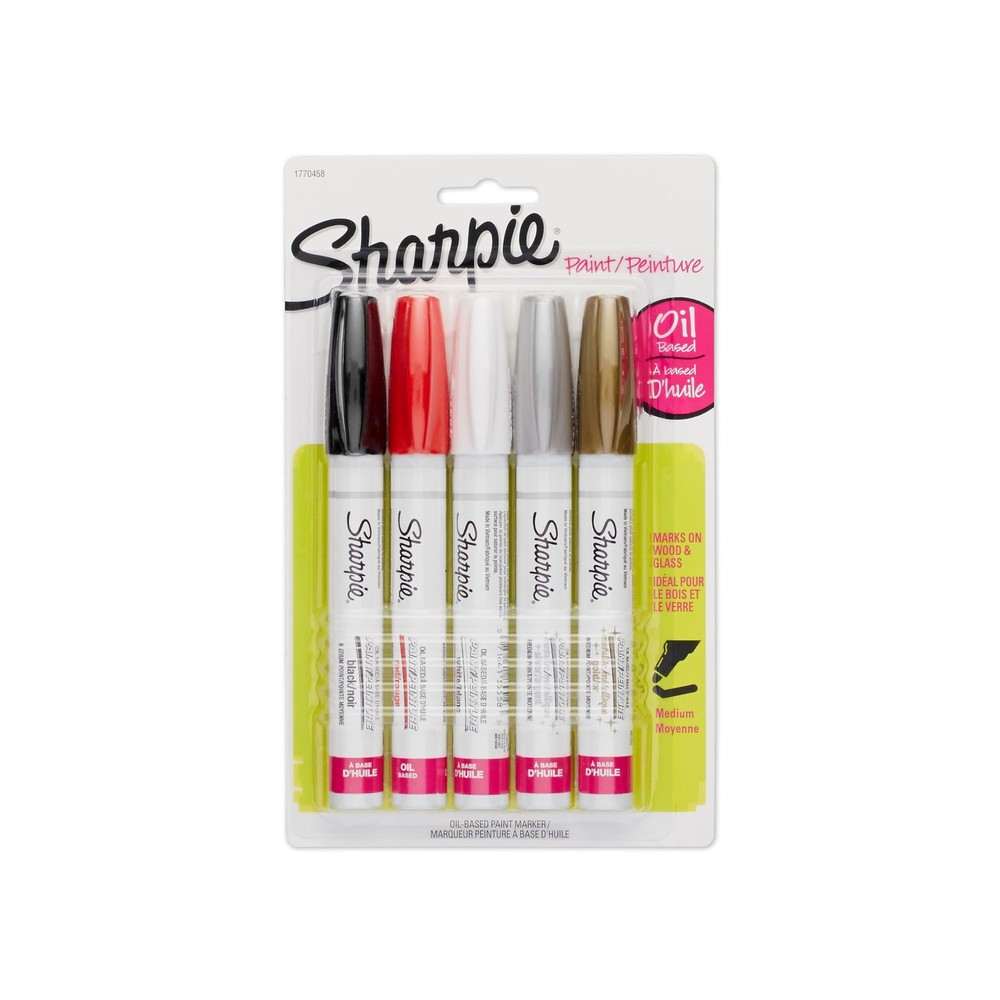 Sharpie Oil-Based Paint Markers Medium Point Assorted Colors 5 Count – Great…