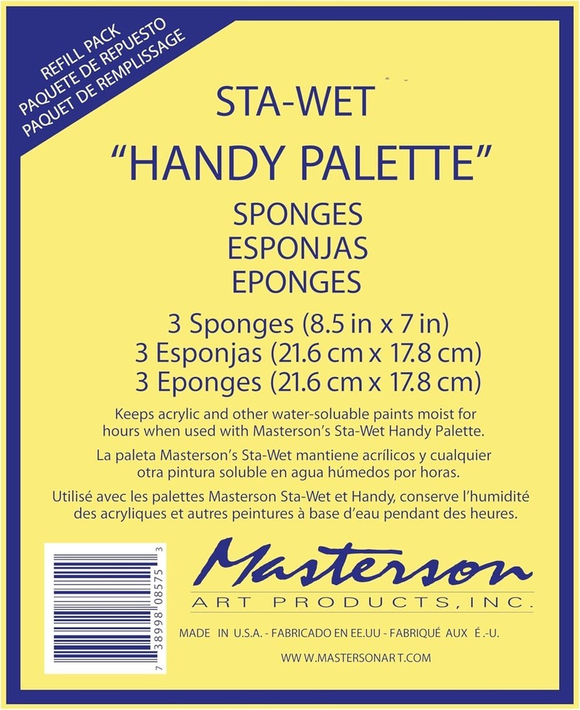 Masterson Sta-Wet Handy Palette Sponge Refills 3 Pack Keeps Paint Wet Longer NEW