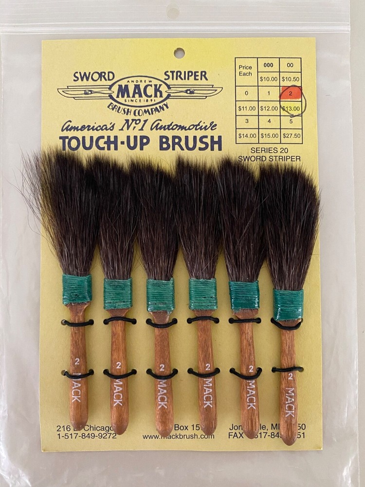 Lot of 6 Mack Paint Brush Series 20 #2 Sword Pinstripe Hot Rod BELOW WHOLESALE!